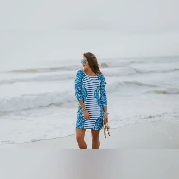 Lilly Pulitzer Nila Striped Blue Shift Dress Sz M - Picture 12 of 12